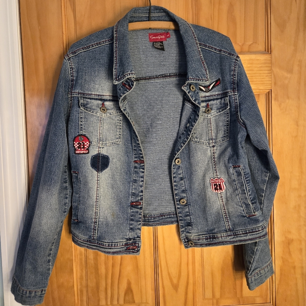 Denim jacket with patches